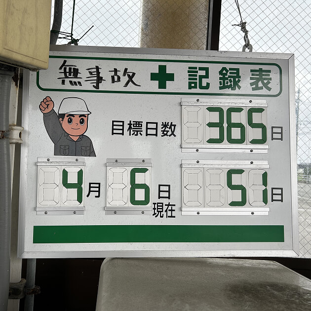 無事故日数掲示板の写真
